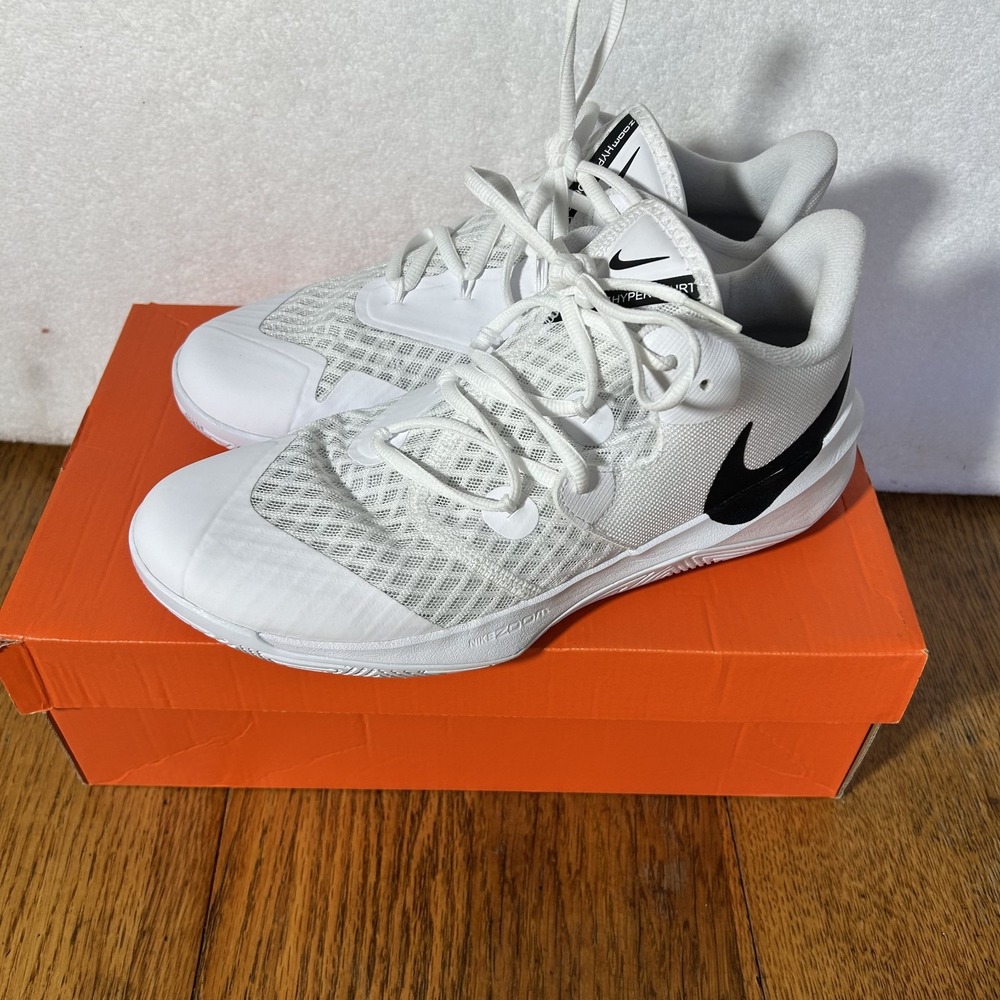 Nike Mens Size 9 White Black Zoom Hyperspeed Court Volleyball Shoes